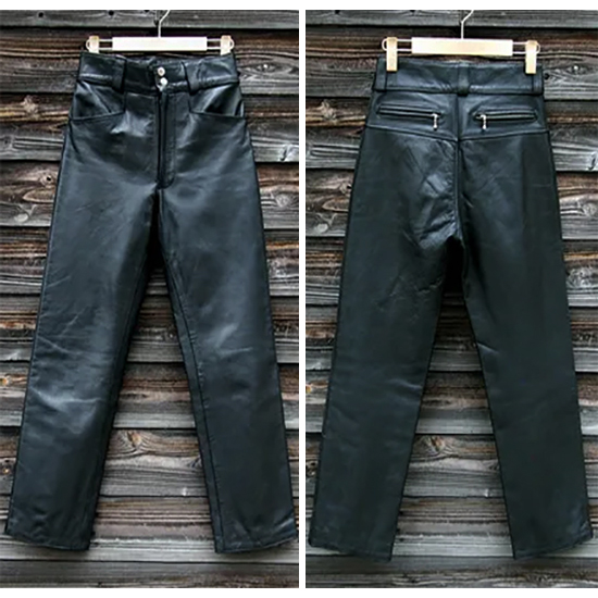 パンツ BARKBOX Slim Paddeed Leather Troursers Bockle® Push Strap Skinny Faux Button Imitation Faux