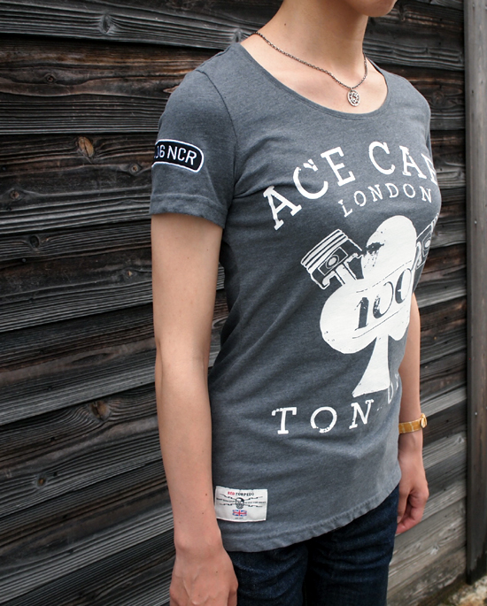 英国より直輸入！Ace Cafe London エースカフェロンドン レディース Tシャツ ストレッチ ロッカーズ カフェレーサー バイカー