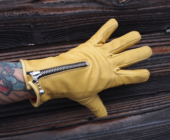 ナチュラル タン レディース レザー グローブ カフェレーサー