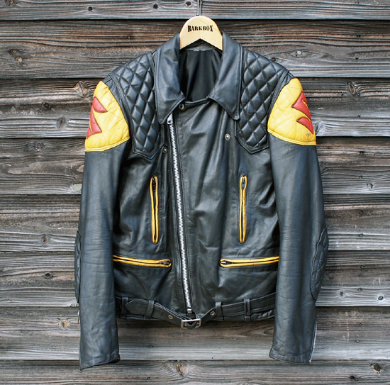 70’s　Ｕ.Ｋシングル ライダースジャケット　ブラック×トリコラインファッション