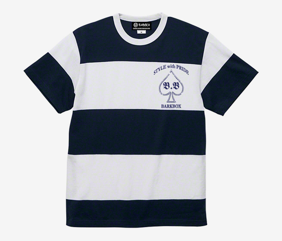 <img class='new_mark_img1' src='https://img.shop-pro.jp/img/new/icons47.gif' style='border:none;display:inline;margin:0px;padding:0px;width:auto;' />BARKBOX Wide Border T-shirt (Navy x White)