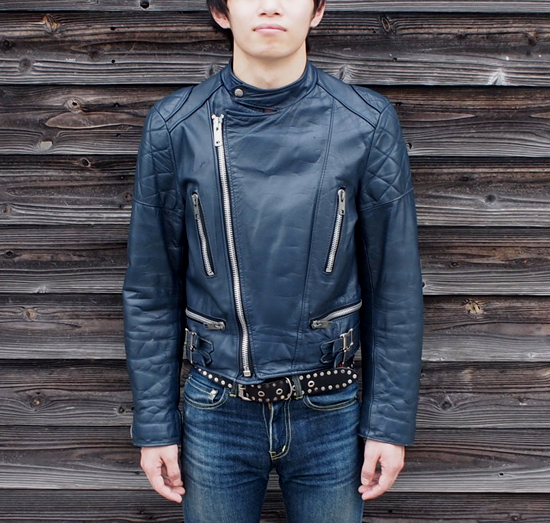 以下コピペですVintage Wolf Leather Jacket Navy ウルフレザー