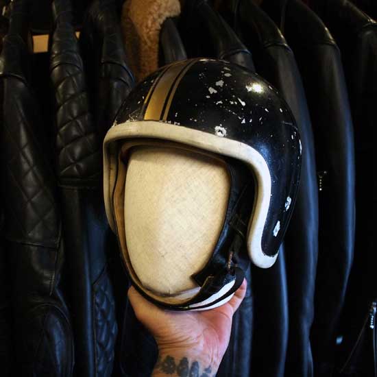 60～70s 黒 ヴィンテージ ジェットヘルメット 目深加工500tx