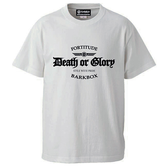 <img class='new_mark_img1' src='https://img.shop-pro.jp/img/new/icons5.gif' style='border:none;display:inline;margin:0px;padding:0px;width:auto;' />BARKBOX "Death or Glory" Fortitude T-shirt (WH)