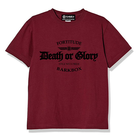 <img class='new_mark_img1' src='https://img.shop-pro.jp/img/new/icons5.gif' style='border:none;display:inline;margin:0px;padding:0px;width:auto;' />BARKBOX "Death or Glory" Fortitude T-shirt (Burgundy)