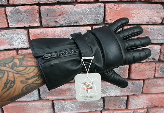 <img class='new_mark_img1' src='https://img.shop-pro.jp/img/new/icons5.gif' style='border:none;display:inline;margin:0px;padding:0px;width:auto;' />Deadstock GOLDTOP Padded Leather Zip Gloves [ukg-35]