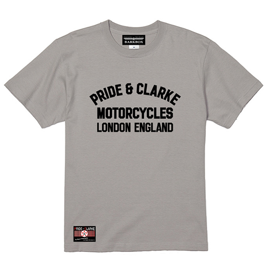 <img class='new_mark_img1' src='https://img.shop-pro.jp/img/new/icons5.gif' style='border:none;display:inline;margin:0px;padding:0px;width:auto;' />Pride & Clarke London Stone Grey T-shirt (Motorcycle)