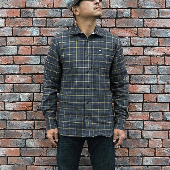 <img class='new_mark_img1' src='https://img.shop-pro.jp/img/new/icons5.gif' style='border:none;display:inline;margin:0px;padding:0px;width:auto;' />Red Torpedo Slate Grey x Yellow L/S Flannel Cotton Shirt