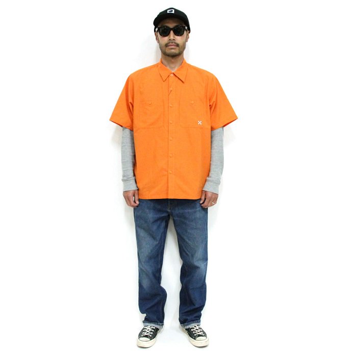 コットン100%BLUCO WORK SHIRTS S/S -C.Stripe- - シャツ