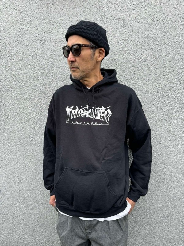 <img class='new_mark_img1' src='https://img.shop-pro.jp/img/new/icons14.gif' style='border:none;display:inline;margin:0px;padding:0px;width:auto;' />THRASHER X ANTIHERO(å㡼 X ҡ)Pigeon Mag Hoodie/Black