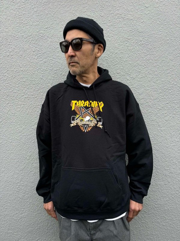 <img class='new_mark_img1' src='https://img.shop-pro.jp/img/new/icons14.gif' style='border:none;display:inline;margin:0px;padding:0px;width:auto;' />THRASHER X ANTIHERO(å㡼 X ҡ)Eagleram Hoodie/Black