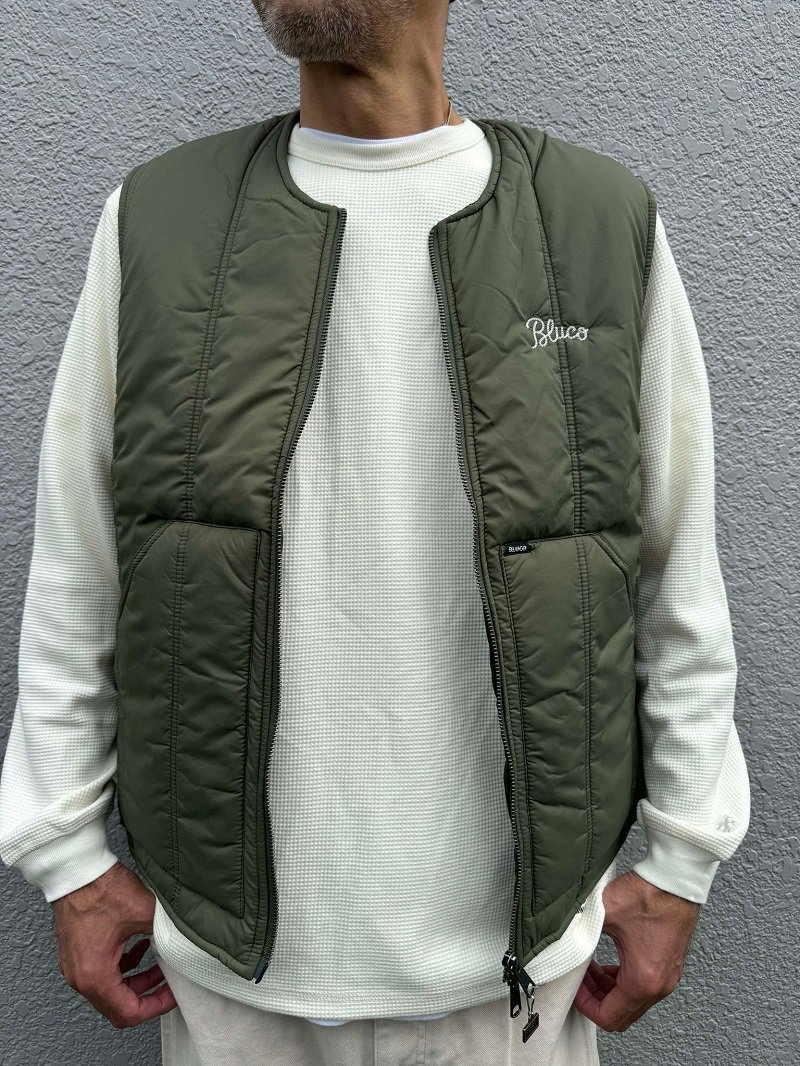 BLUCO(ブルコ)Crew Neck Quilting Vest/Olive - JAKSGARAGE ONLINE SHOP