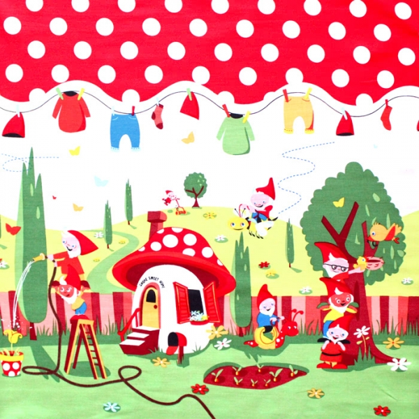 Michael Miller Fabrics Essentials CX4365-REDX-D Gnomeville /  マイケルミラー・輸入生地通販・USAコットン通販