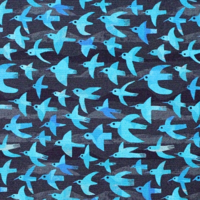 Windham Fabrics Woodland 52286D-4 Flying Birds Blue