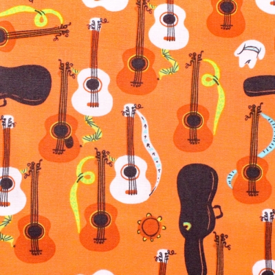 Windham Fabrics / Far Far Away 3 / 52754-8 Guitars Red Orange