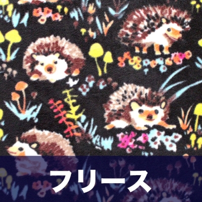 Windham Fabrics / Winter Fleece / 52771DES-1 Hedgehogs Black フリース