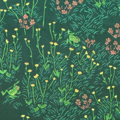 Windham Fabrics / West Hill / 52877-11 Tall Buttercups Dark Green
