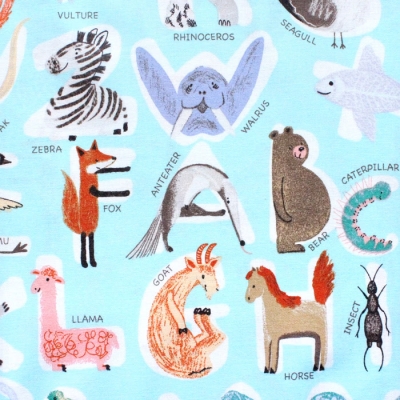 Windham Fabrics A is for Animals 52975-1 Animal Alphabet Sky