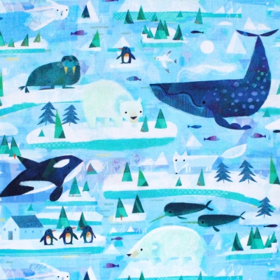 Windham Fabrics Icy World 52969D-1 Arctic Scene Ocean