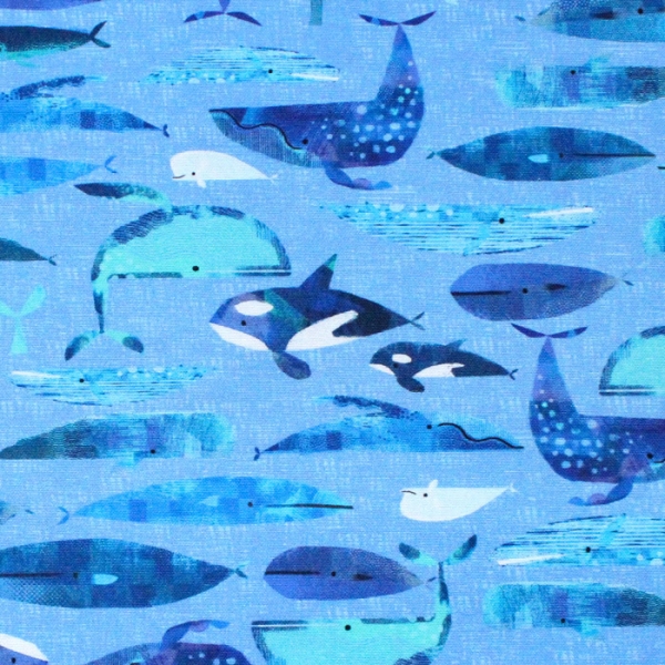 Windham Fabrics Icy World 52970D-2 Cetaceans Periwinkle / クジラ 