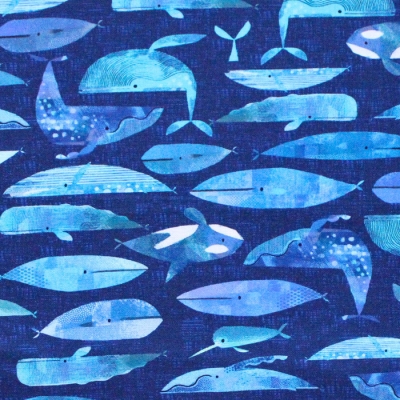 Windham Fabrics Icy World 52970D-4 Cetaceans Navy