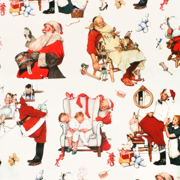 David Textiles / Four Seasons - Norman Rockwell NR-0014-2C-1 Christmas with  Santa / ノーマンロックウェル ・クリスマス生地