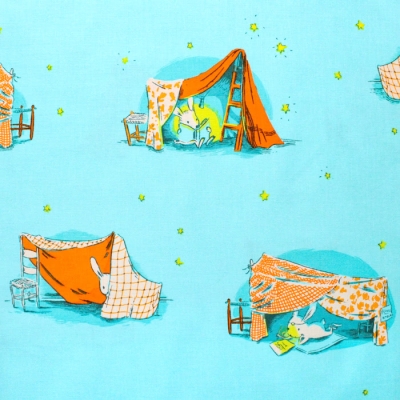 Windham Fabrics / Lucky Rabbit / 53242-2 Quilt Tent Turquoise