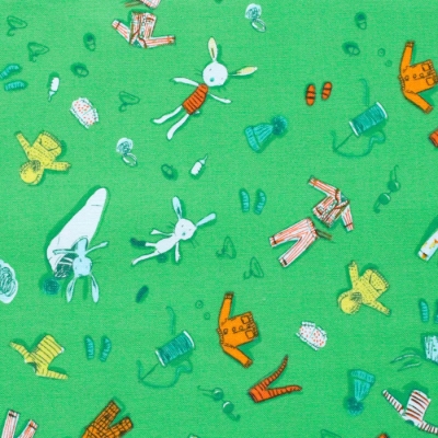 Windham Fabrics / Lucky Rabbit / 53243-6 Doll Clothes Green