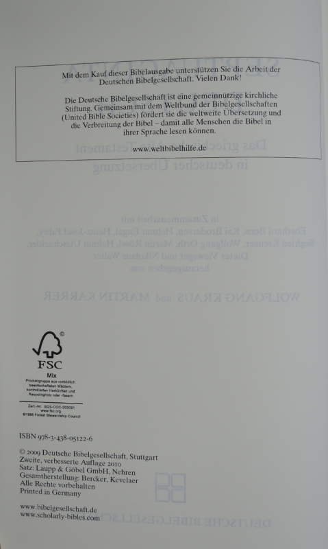 Septuaginta Deutsch ドイツ語旧約聖書 七十人訳 5122| 聖書や Septuaginta Deutsch ドイツ語旧約聖書 七十人訳 5122| 聖書や