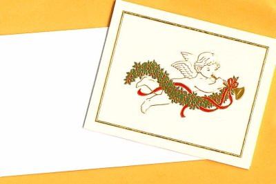★　XENC9589　クリスマスミニカード<br />ラッパを吹く天使の商品画像