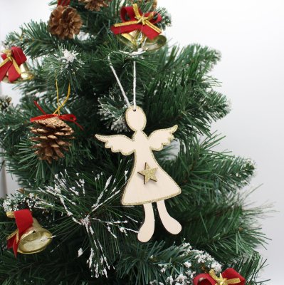 【限定】 木製オーナメント　白い天使 73-9946 wooden angel white hanger 12cmの商品画像