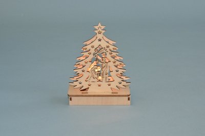【限定】木製ツリー型LED　 53-4254A 　wooden tree LED 13x4.5x10cmの商品画像