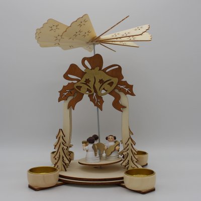 【限定】 クリスマスピラミッド　73-21698 wooden pyramid angel tea light 25 cmの商品画像