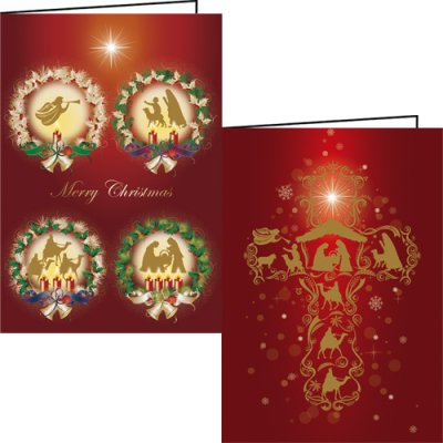 クリスマスカード2つ折りセット 2×2　10028の商品画像