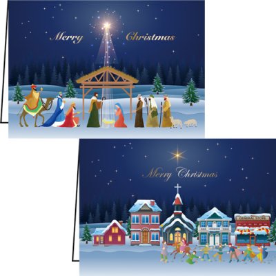 クリスマスカード2つ折りセット 2×2　10027の商品画像