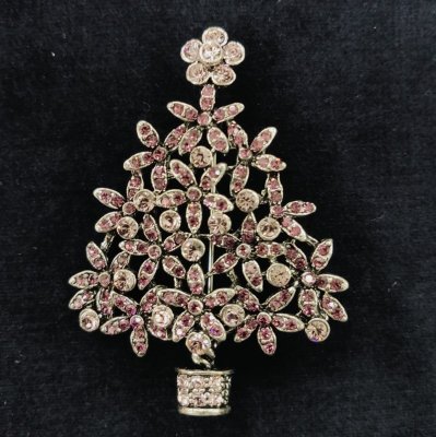 【限定】 ブローチ　クリスマスツリー　ピンク　65x50 mm 10547-B Gubo(ドイツ直輸入）の商品画像