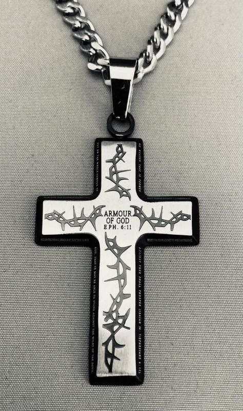 茨の冠アイアンクロスBlack・ネックレス 男性向けEphesians 6:10-18