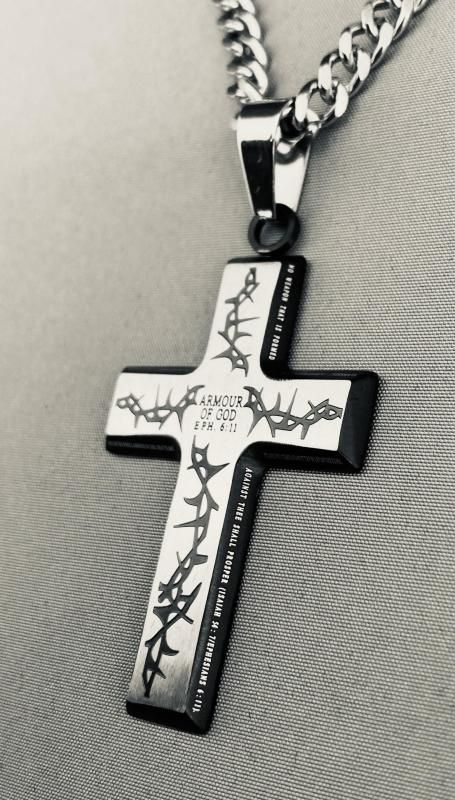 茨の冠アイアンクロスBlack・ネックレス 男性向けEphesians 6:10-18