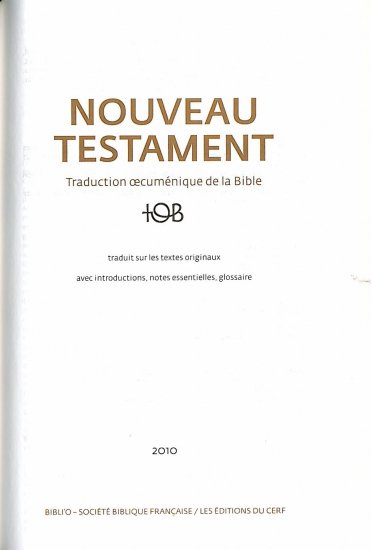 フランス語 新約聖書 共同訳 TOB 2010年改訂版 2360 | 聖書やキリスト 