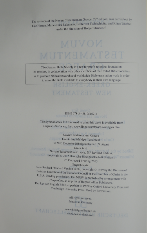 ギリシア語/英語対照 新約聖書 ネストレ28版/RSV・REB 5162 ギリシア語/英語対照 新約聖書 ネストレ28版/RSV・REB 5162
