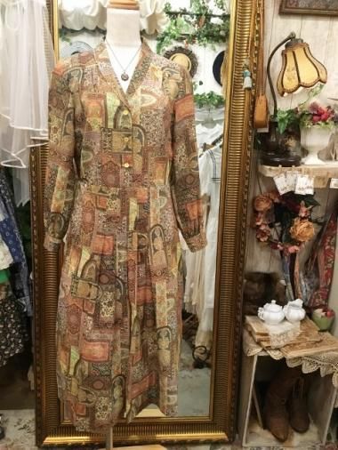 ロングドット柄ワンピースQH2276 ワンピース olive 通販