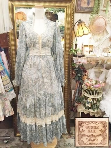 Vintage U.S.A. GUNNE SAX 70s 天使とひまわりのワンピース Size:約M