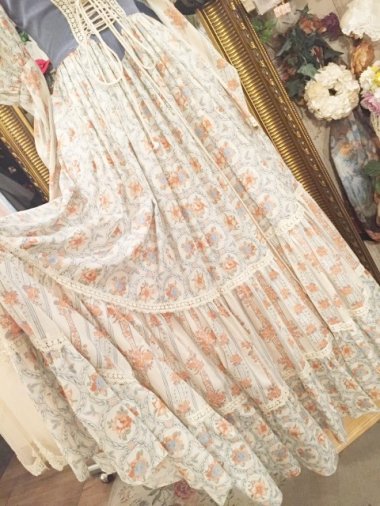 70´s GUNNE SAX 花柄ロングドレス デカタグ size：7-