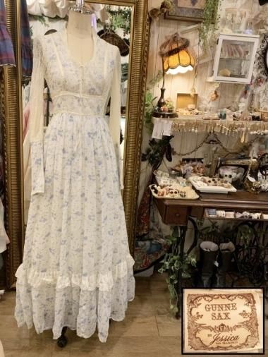 Vintage U.S.A. GUNNE SAX 70s 小花柄ハートシェイプワンピース Size:7