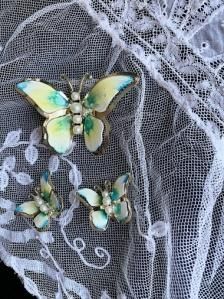 Vintage butterfly  brooch&earring