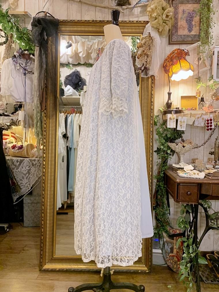 Vintage Nightie 60'sエンジェルレースナイティガウン size M