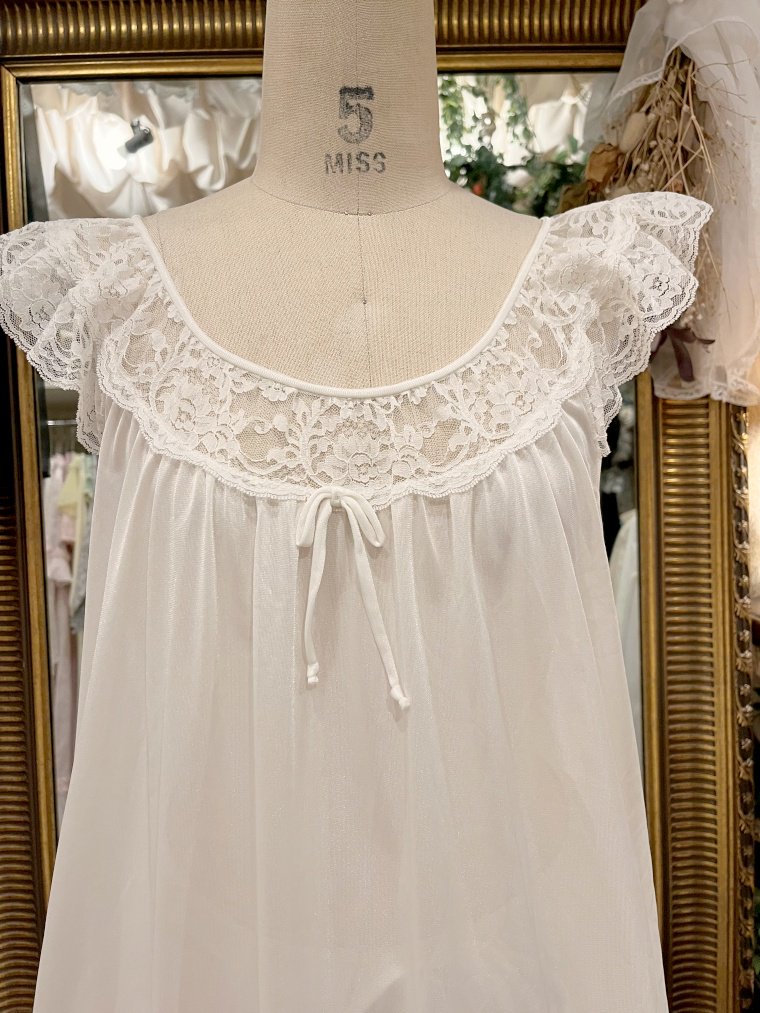 Vintage Nightie レースネックラインナイティワンピース size M