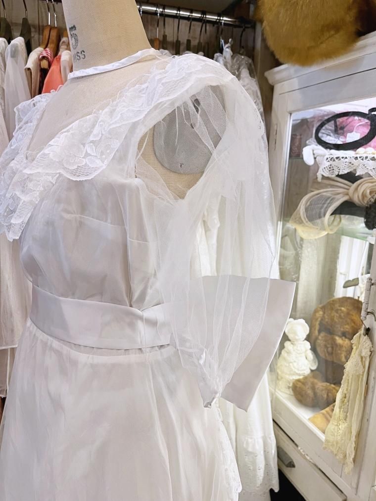 Vintage Wedding オーガンジーレースウェディングドレス