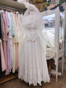 GUNNE SAX Wedding 80's ダブルケープカラーヴィクトリアンホワイトブライダルドレス Size7