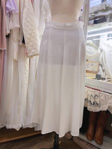 Vintage ロングフレアホワイトレーヨンスカート